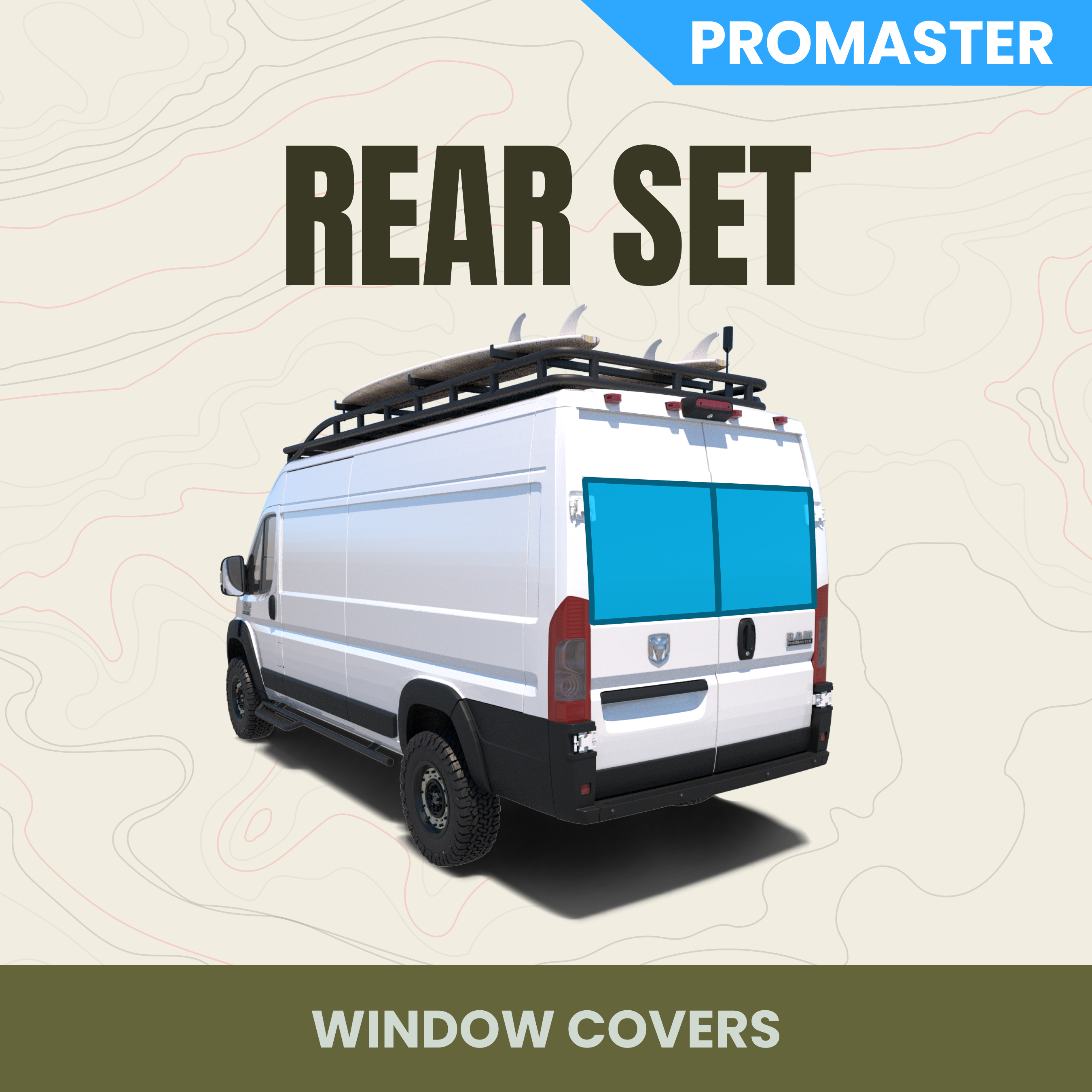 Ram Promaster Rear Window Cover Set